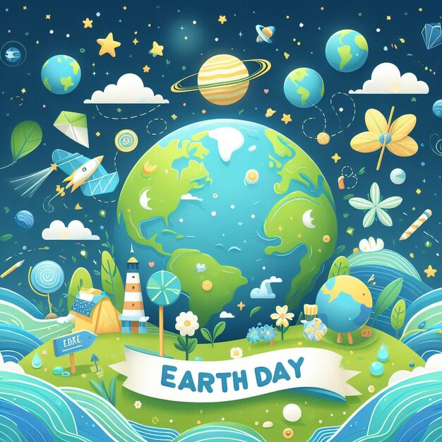 Photo earth day illustration on white background