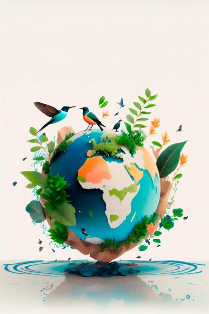 Earth day international earth day globe planet planet with vegetation