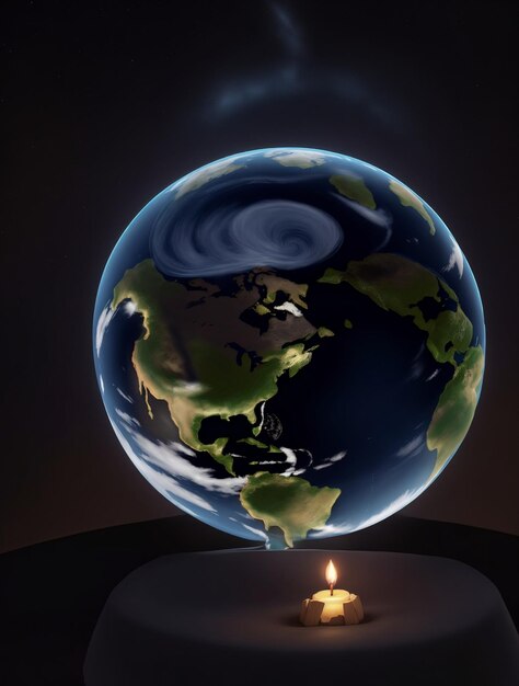 Photo earth day at night a glowing celebration