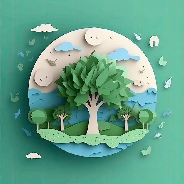 Earth day paper style design