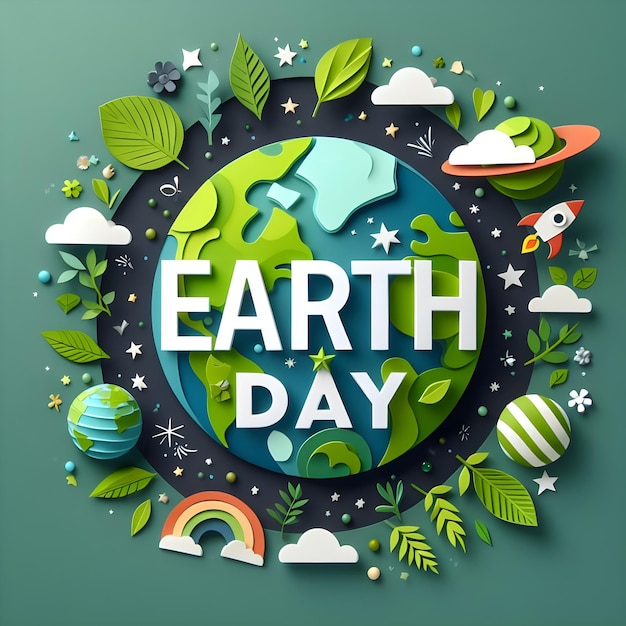 Earth Day poster with the earth day written on it