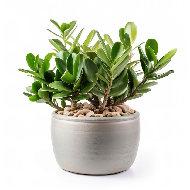 Earth Day Pot met Zamioculcas-thuisplant op witte achtergrond genereert ai