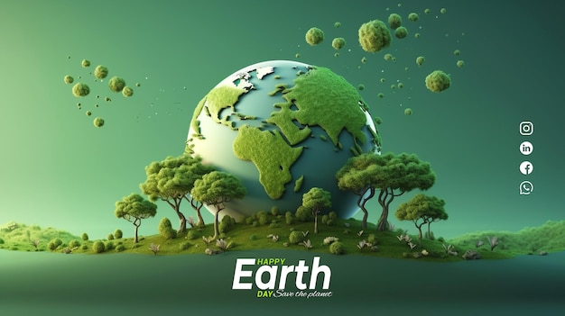 Earth day social media instagram post banner design template