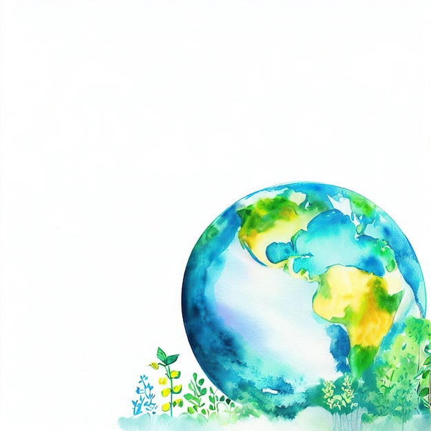 Earth Day theme painted with watercolor with Generative AI