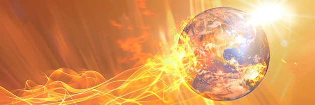 Photo earth engulfed in flames generative ai