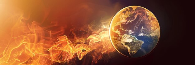 Photo earth engulfed in flames generative ai