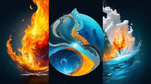 Earth Fire Water and Air in Harmonious Collide