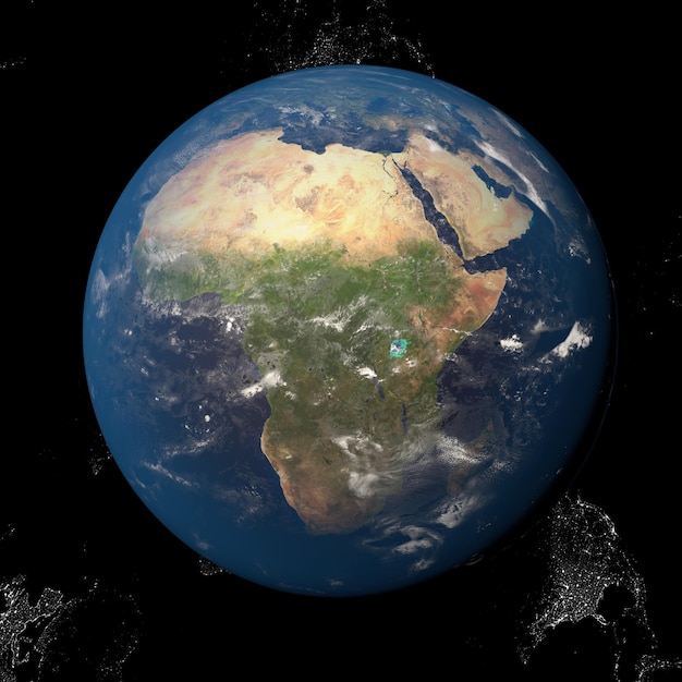 The Earth from space showing Africa 3d render illustration Other orientations available