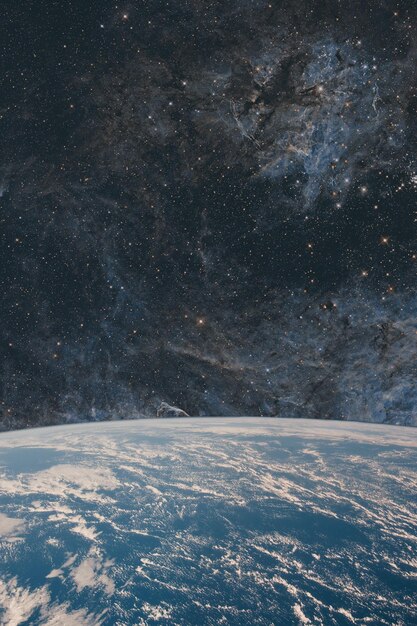 Earth and galaxy. Night Sky Space Some elements of this image are furnished by NASA.