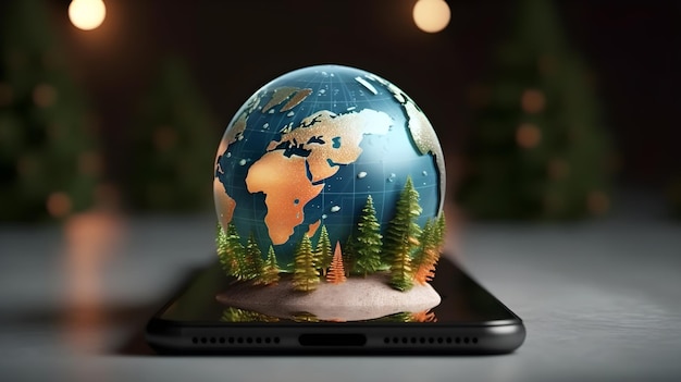 Earth globe 3d illustration in dark background