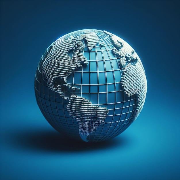지구 지구 3d 구체 아이콘 세계 지도 고립 된 파란색 배경