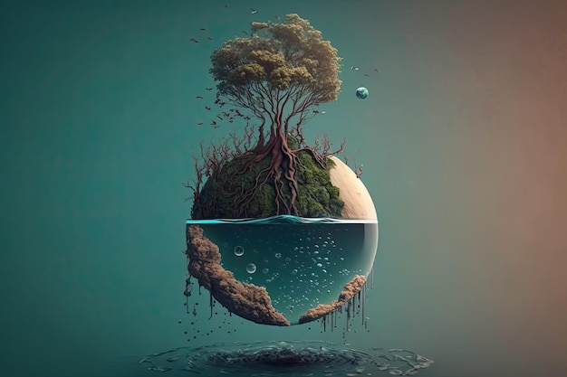 Мяч земного шара Сохранение окружающей среды, сохранение планеты и экологии Генеративный ИИ