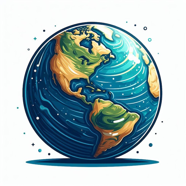 Earth globe cartoon sticker illustratie ontwerp