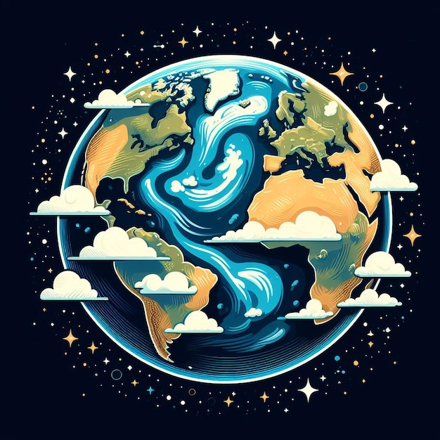 Earth globe cartoon sticker illustratie ontwerp