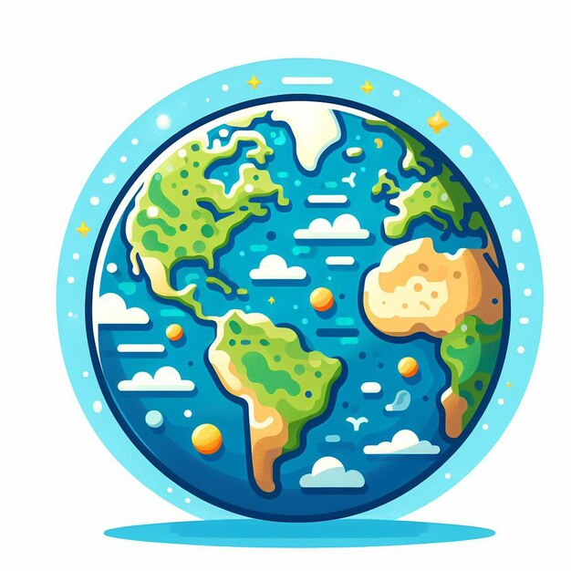 Photo earth globe cartoon sticker illustration design