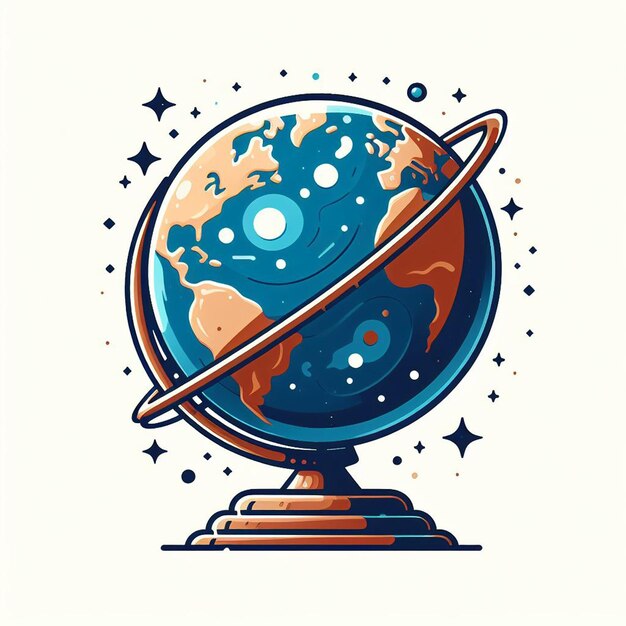 Photo earth globe cartoon sticker illustration design