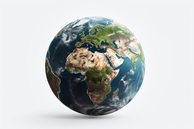 Photo earth globe digital illustration on white background generative ai