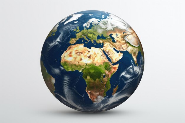 Photo earth globe digital illustration on white background generative ai