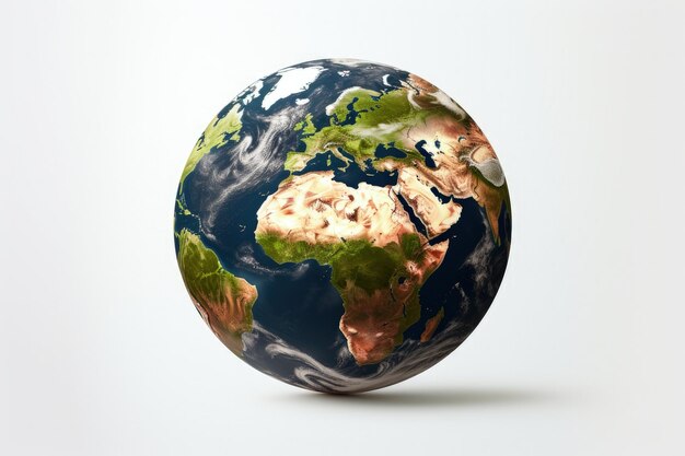 Photo earth globe digital illustration on white background generative ai