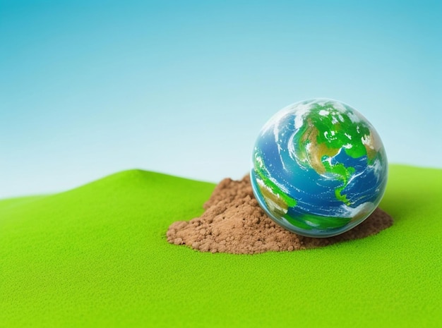 Photo earth globe in grass planet earth celebrate arb