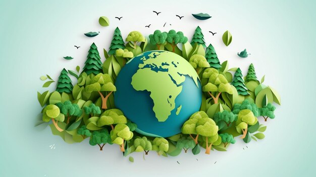 Earth globe green ecological vector ai concept