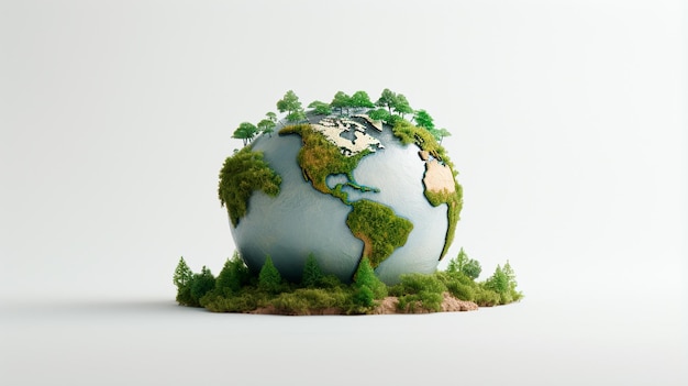 earth globe in the green leaves