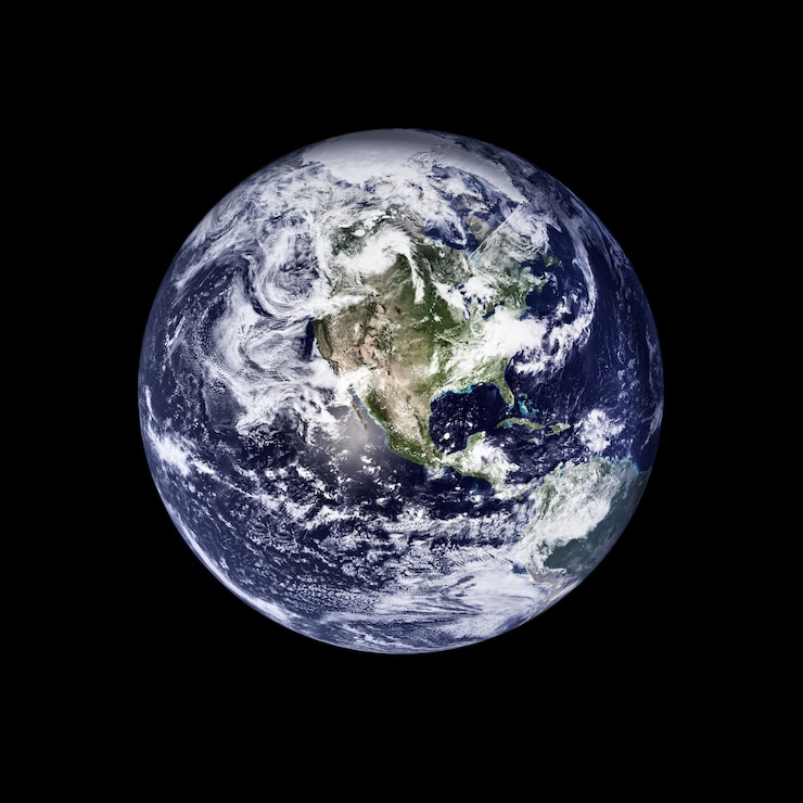 Photo 白い表面に分離された地球儀。 nasaから提供されたこの画像の要素