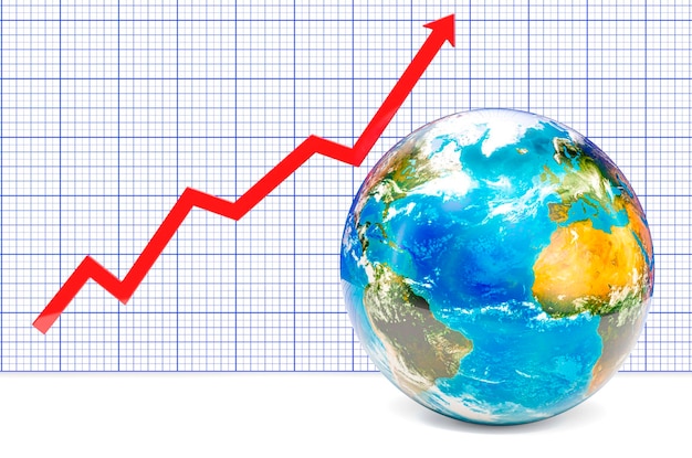 Earth Globe met groeiende grafiek 3D-rendering