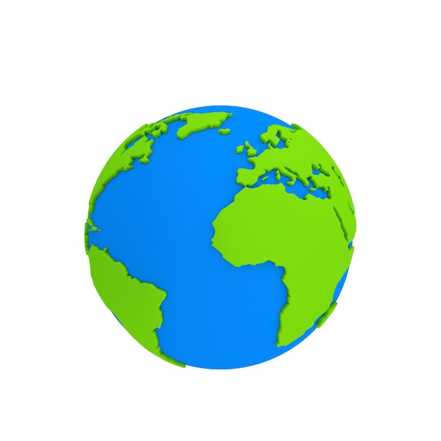 Earth Globe Modeling from Plasticine Blue and Green Clay on a white background 3d Rendering