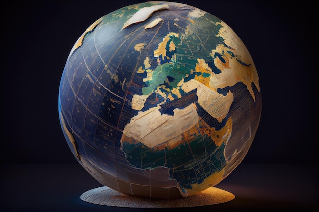 Earth globe ontwerp wereldkaart 3D generatieve ai illustratie