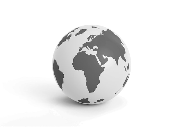 Earth globe pictogrammen 3D render geïsoleerd op een witte achtergrond