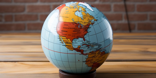 Photo earth globe with focused on south america