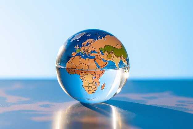 Photo earth globe with a globe shaped paperweight symbolizing stability and strength