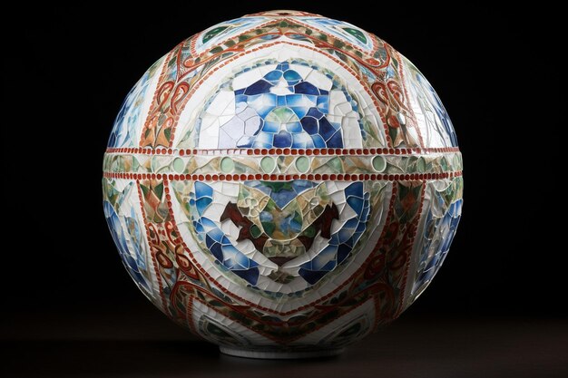 Photo earth globe with a mosaic pattern made of different cultural symbols