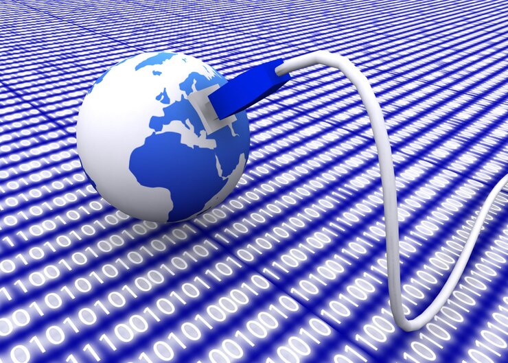 Photo earth globe with network cable
