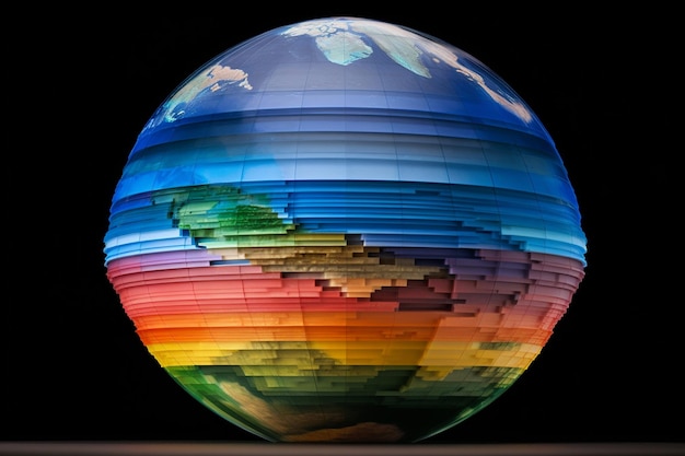 Earth globe with a transparent overlay of the earths layers representing geology