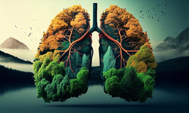 Earth green planet concept with green lungs