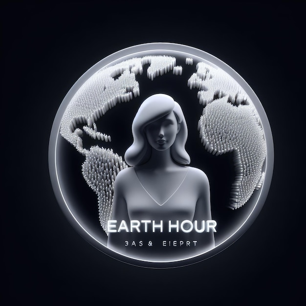 지구 시간 (Earth Hour) - 3D 모델 뷰 (현실적인 모델 뷰) - 지구 시간의 어두운 뷰 (Earth hour) - 지구에 많은 인간이 있습니다.