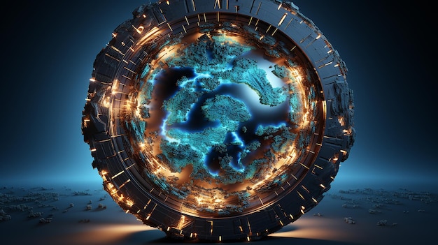 Час Земли Футуристическая планета Земля60 минут без электричества 3D бумажные буквы Генеративный ИИ