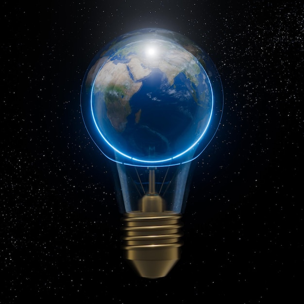 Earth Hour Light Bulb 3D-ontwerp achtergrond