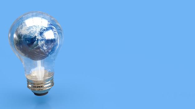 The earth in light bulb for ecological or sci concept 3d rendering