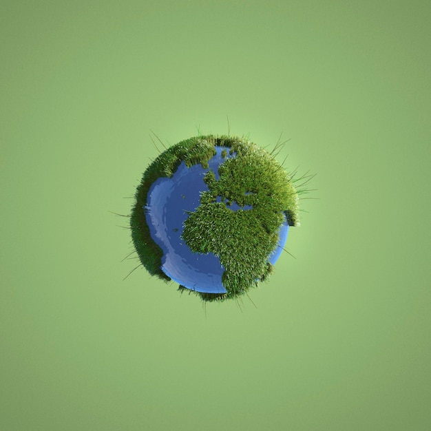 Земля миниатюра на зеленом фоне