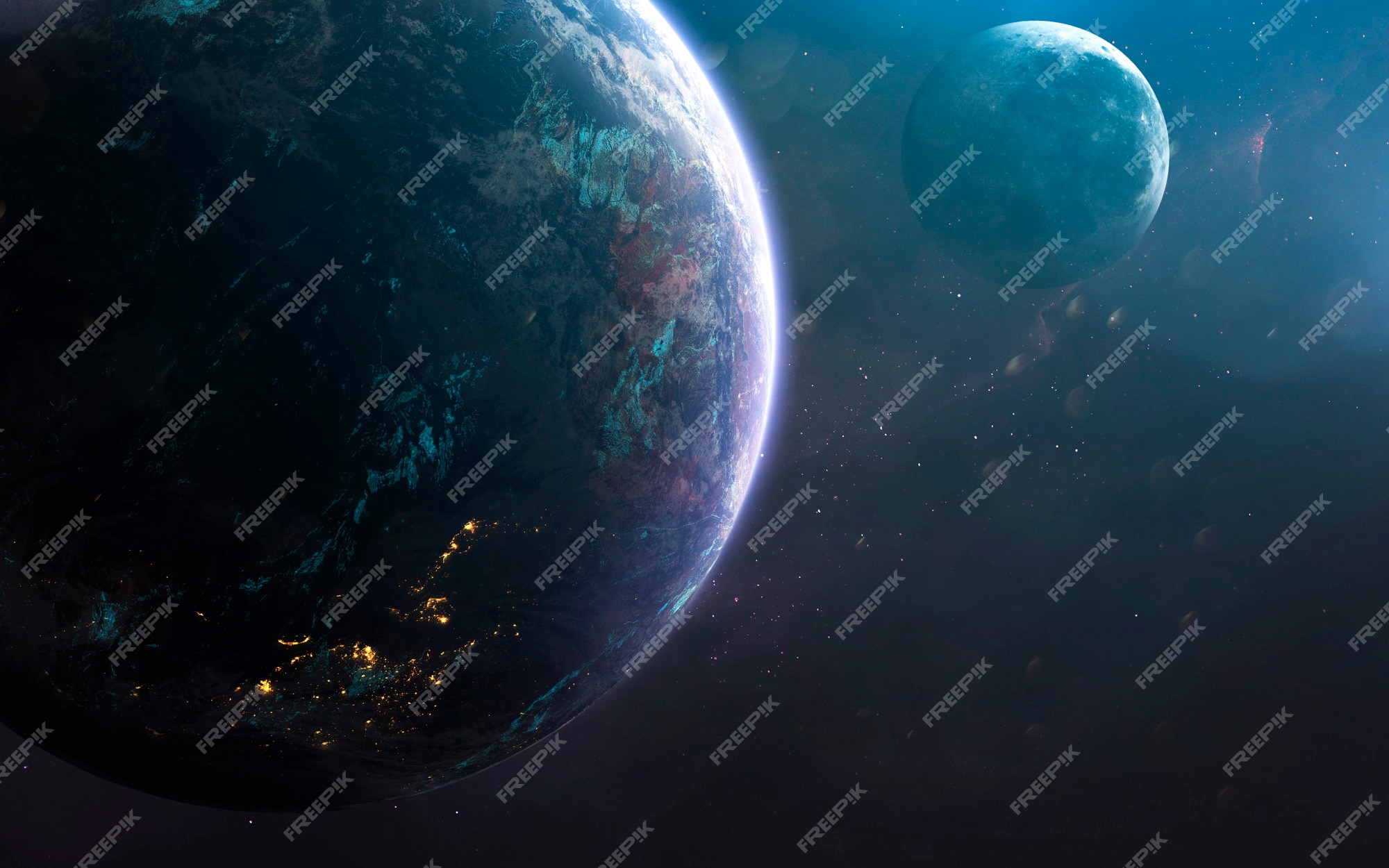 Premium Photo | Earth and moon, awesome science fiction wallpaper, cosmic landscape. Premium Photo | Earth and moon, awesome science fiction wallpaper, cosmic landscape.