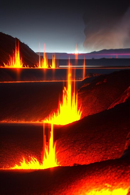Earth natural disaster active volcano eruption lava blowout magma flow wallpaper background