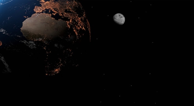 Земля ночью. мой Мир. элементы этого изображения предоставлены НАСА. 3D иллюстрации