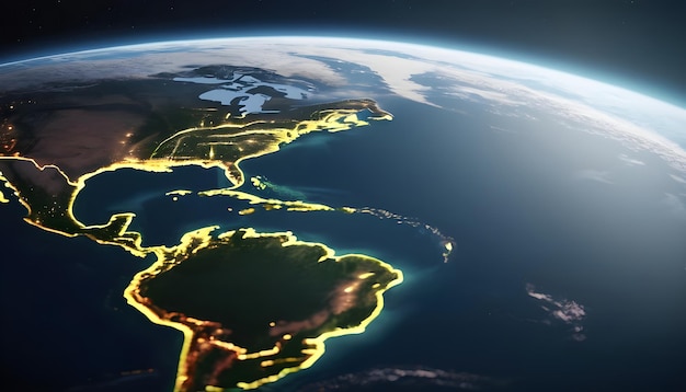 the earth at night with lights of the americas and the north american continent