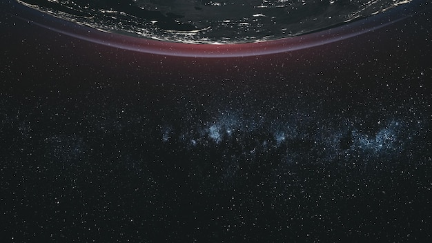 Orbita terrestre via lattea galassia a spirale vista satellitare ammasso stellare navigazione celeste sistema solare