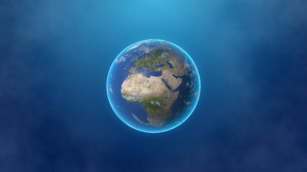 Earth planet isolated on a smoky background