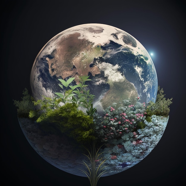 Earth plants and water in space