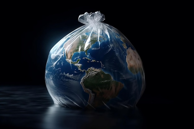 Earth in a plastic bag Generative AI